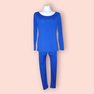 Vibrant Blue Long Sleeve Top and Pants Set